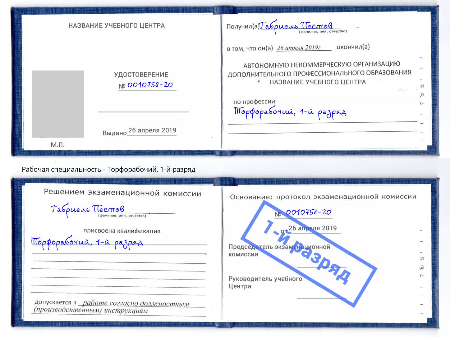 корочка 1-й разряд Торфорабочий Норильск